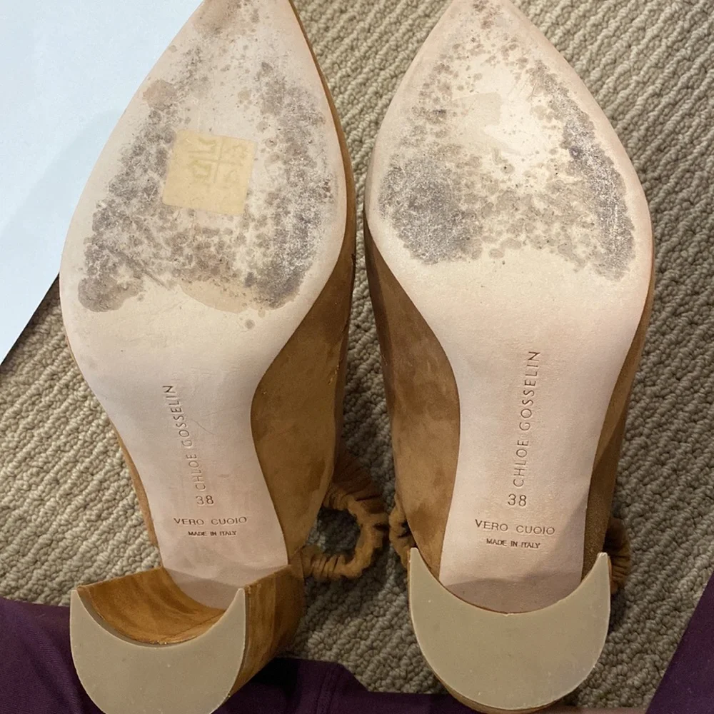 CHLOE GOSSELIN DIANE BACKLESS SUEDE CHUNKY HEELED BOOT LIKE SHOE - Picture 16 of 16